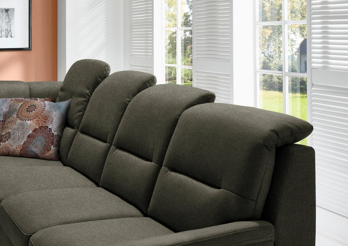ECKSOFA in Mikrofaser Grün  - Schwarz/Grün, Konventionell, Holz/Textil (245/303cm) - Beldomo Comfort