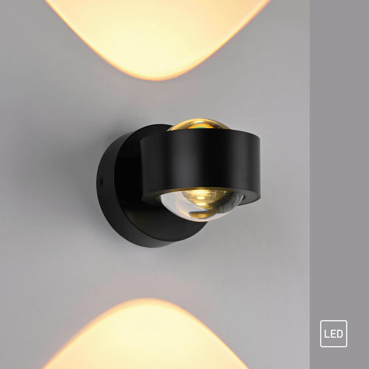 LED-WANDLEUCHTE SW CHIA 12,4/9/9 cm   - Schwarz, Design, Kunststoff/Metall (12,4/9/9cm) - Schöner Wohnen