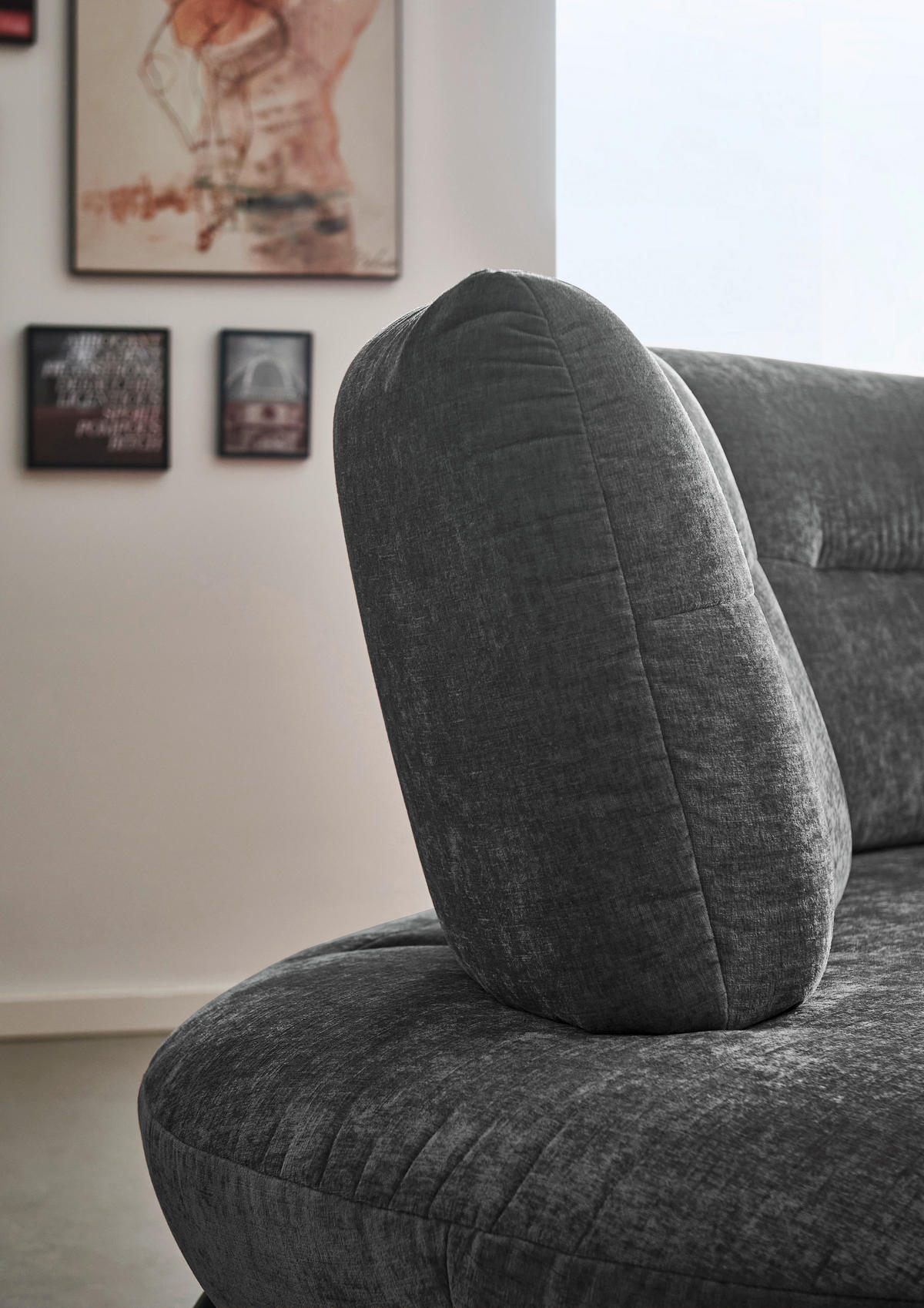 BIGSOFA Flachgewebe Anthrazit  - Anthrazit/Schwarz, Design, Textil/Metall (456/93/138cm) - Moderano