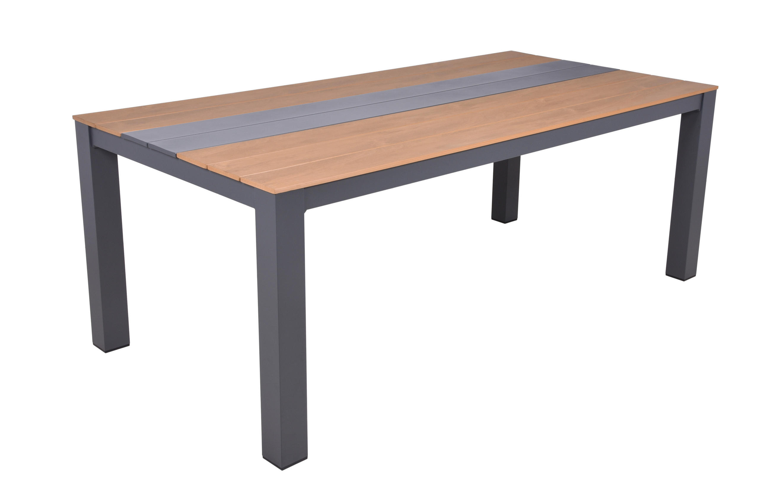 GARTENTISCH Metall, Kunststoff Anthrazit, Braun rechteckig  - Anthrazit/Braun, Basics, Kunststoff/Metall (200/100/75cm) - Gardenson