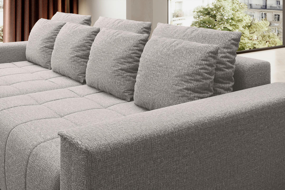 BIGSOFA Webstoff Silberfarben  - Silberfarben/Schwarz, Design, Kunststoff/Textil (278/73-83/130cm) - Welnova