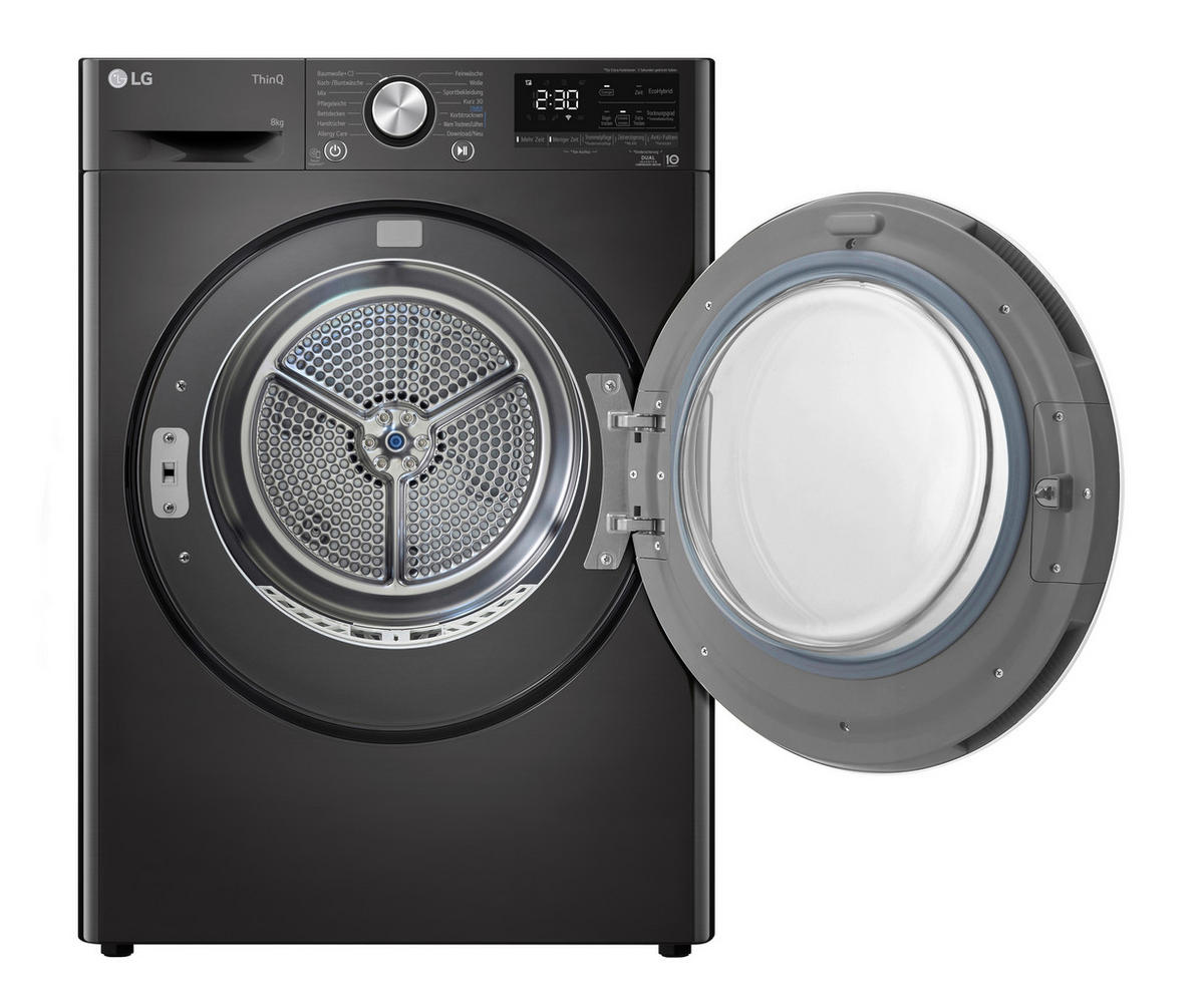 WÄRMEPUMPENTROCKNER RT80V9B  - Chromfarben/Schwarz, Basics, Glas/Kunststoff (60/85/66cm) - LG