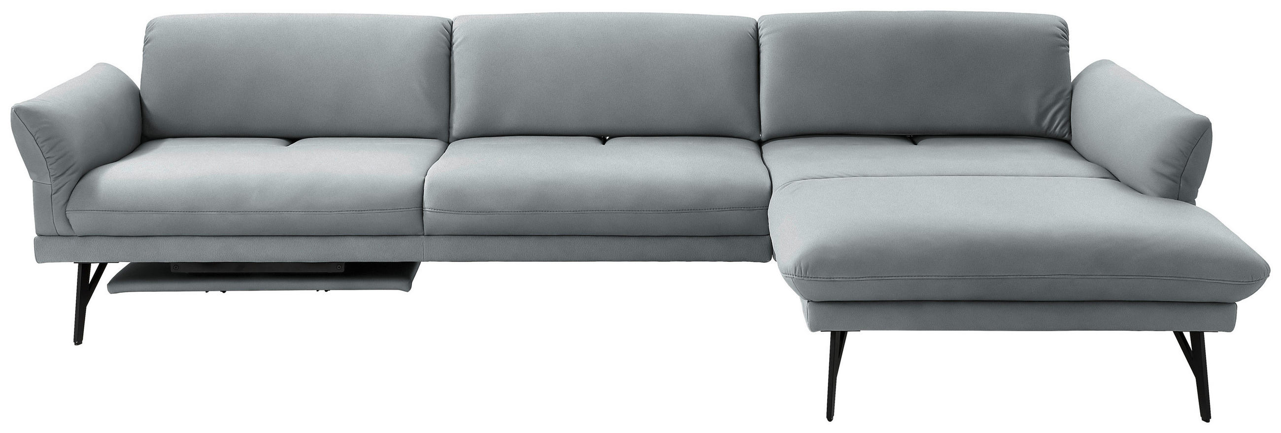 ECKSOFA in Echtleder Hellblau  - Anthrazit/Hellblau, Design, Leder/Metall (308/173cm) - Joop!