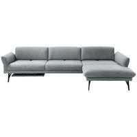 ECKSOFA in Echtleder Hellblau  - Anthrazit/Hellblau, Design, Leder/Metall (308/173cm) - Joop!