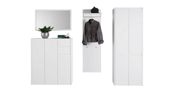 SCHUHSCHRANK 99,7/117,5/34,1 cm - Weiß, Design, Glas/Holzwerkstoff (99,7/117,5/34,1cm) - Voleo