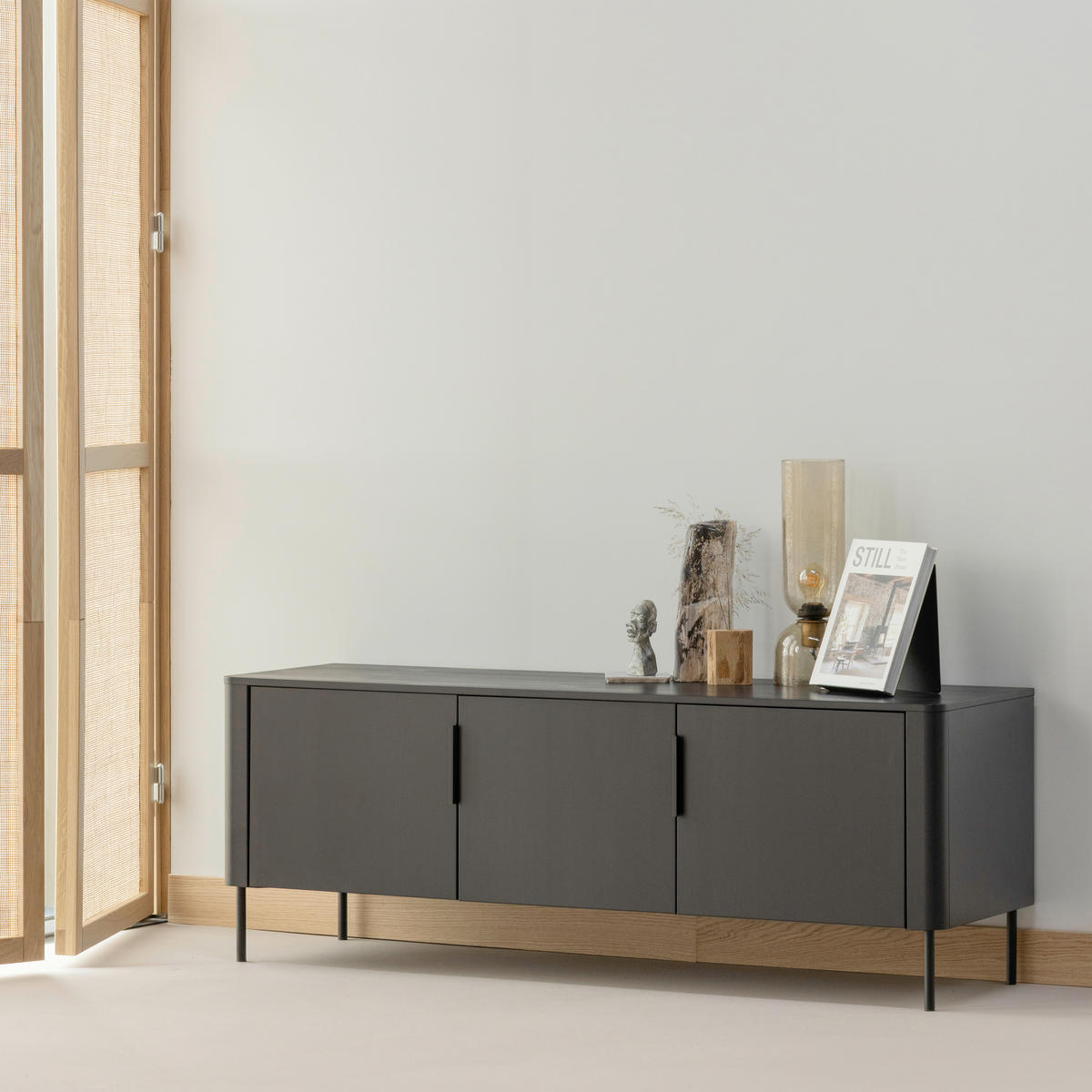 LOWBOARD Gunnar 154/56/44 cm  stehend  - Schwarz, Design, Holz/Metall (154/56/44cm) - Livetastic