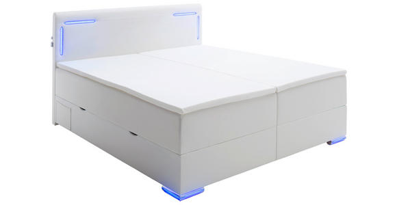 BOXSPRINGBETT 160/200 cm  in Weiß  - Silberfarben/Weiß, Design, Kunststoff/Textil (160/200cm) - Xora