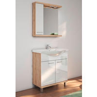 KOPALNICA  hrast sonoma, bela, visoki sijaj  - bela/hrast sonoma, Moderno, leseni material (80/195/46cm) - Ti'me