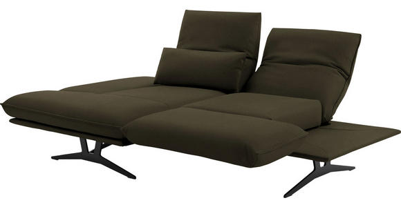 ECKSOFA in Echtleder Olivgrün 130/210 cm - Gelb/Schwarz, Design, Leder/Metall (130/210cm) - Dieter Knoll