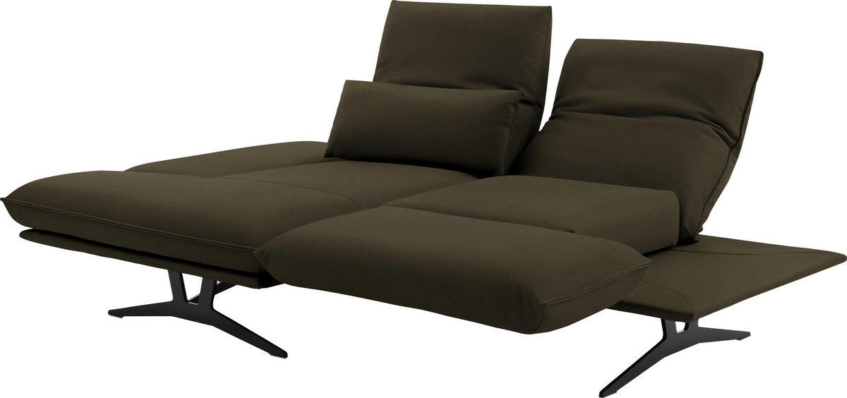ECKSOFA in Echtleder Olivgrün  - Gelb/Schwarz, Design, Leder/Metall (130/210cm) - Dieter Knoll