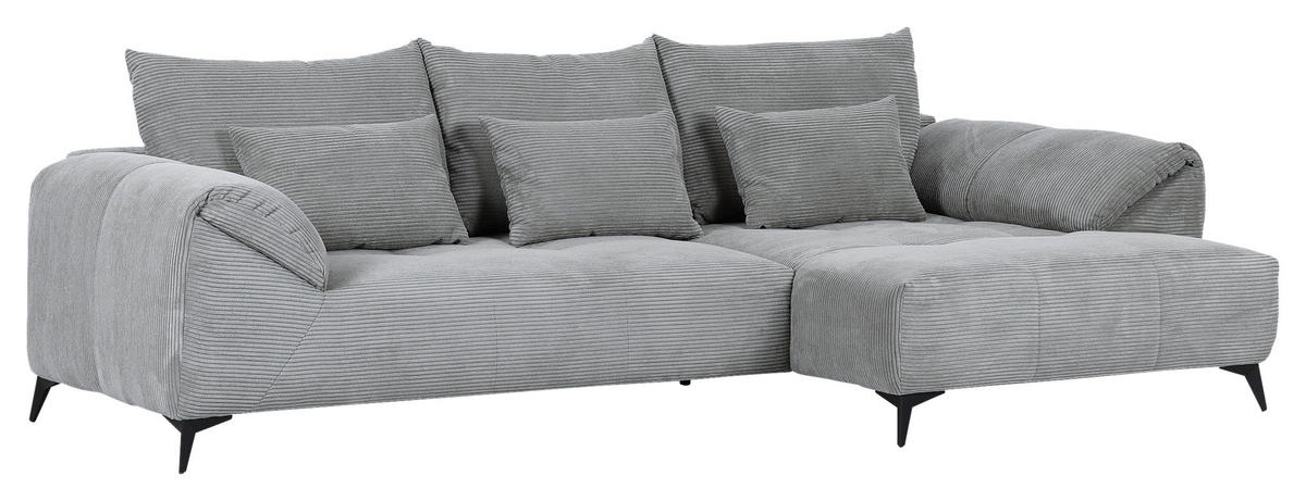 ECKSOFA in Cord Hellgrau  - Hellgrau/Schwarz, Konventionell, Textil/Metall (311/176cm) - Carryhome