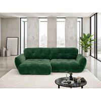 ECKSOFA NIVO Dunkelgrün Chenille Rücken echt  - Dunkelgrün/Schwarz, MODERN, Kunststoff/Textil (175/312cm) - Livetastic