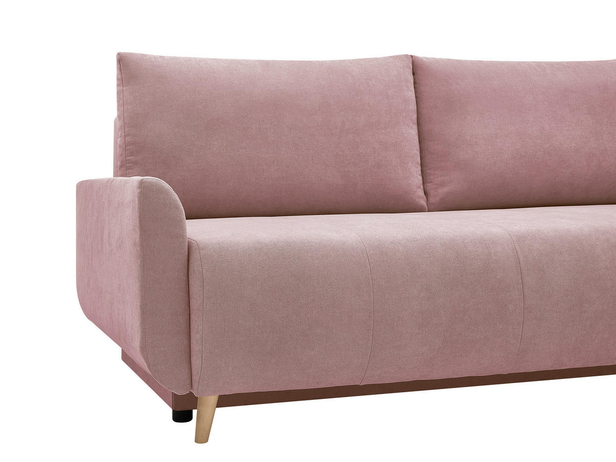 SCHLAFSOFA DUO Mikrofaser Rosa  inkl. Rückenkissen, Bettkasten, Schlaffunktion, Rücken echt  - Naturfarben/Rosa, Design, Textil (218/90/110cm) - P & B