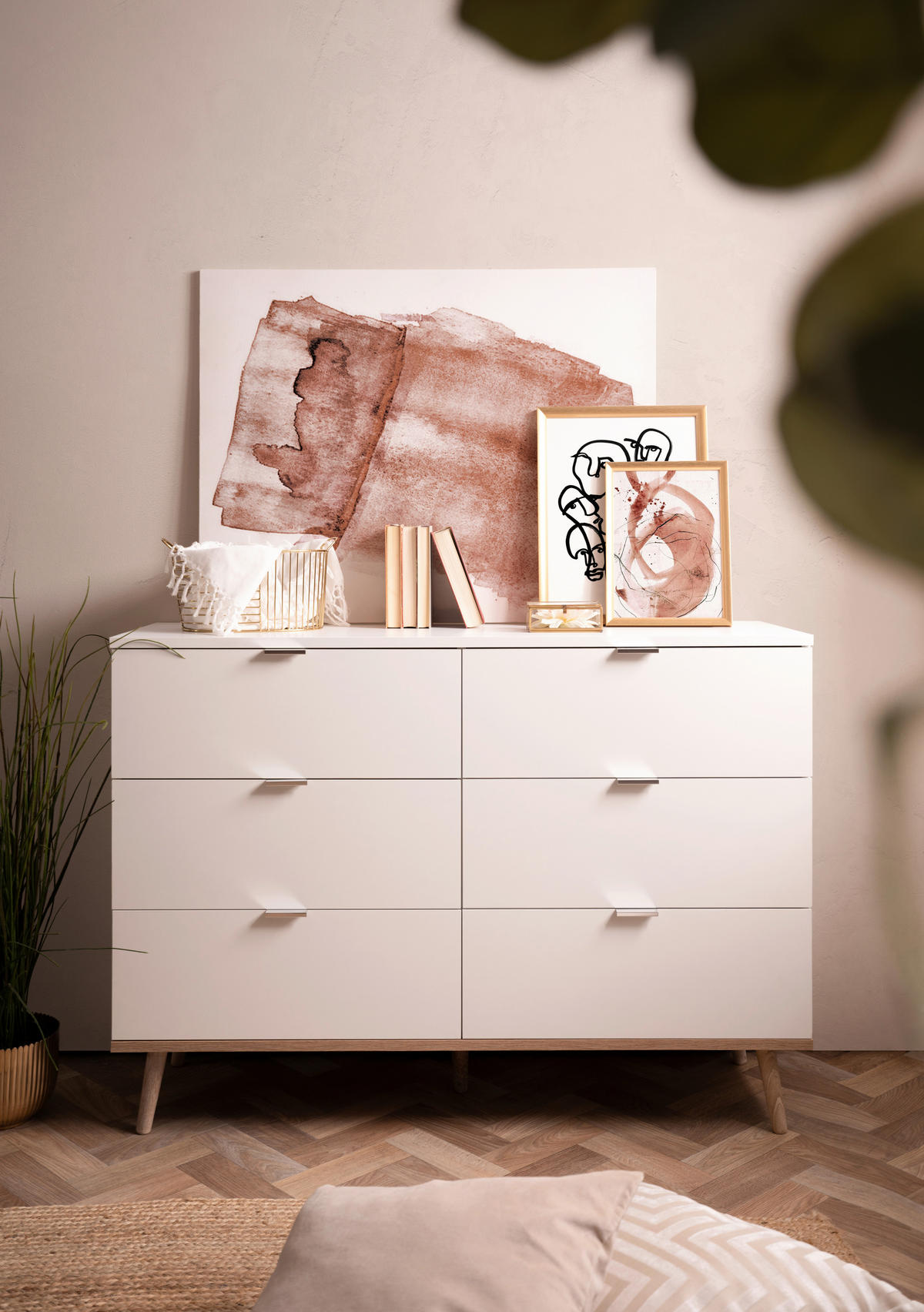 KOMMODE 120/87/40 cm Weiss, Sonoma Eiche  - Weiss/Silberfarben, Konventionell, Holz/Holzwerkstoff (120/87/40cm) - MID.YOU