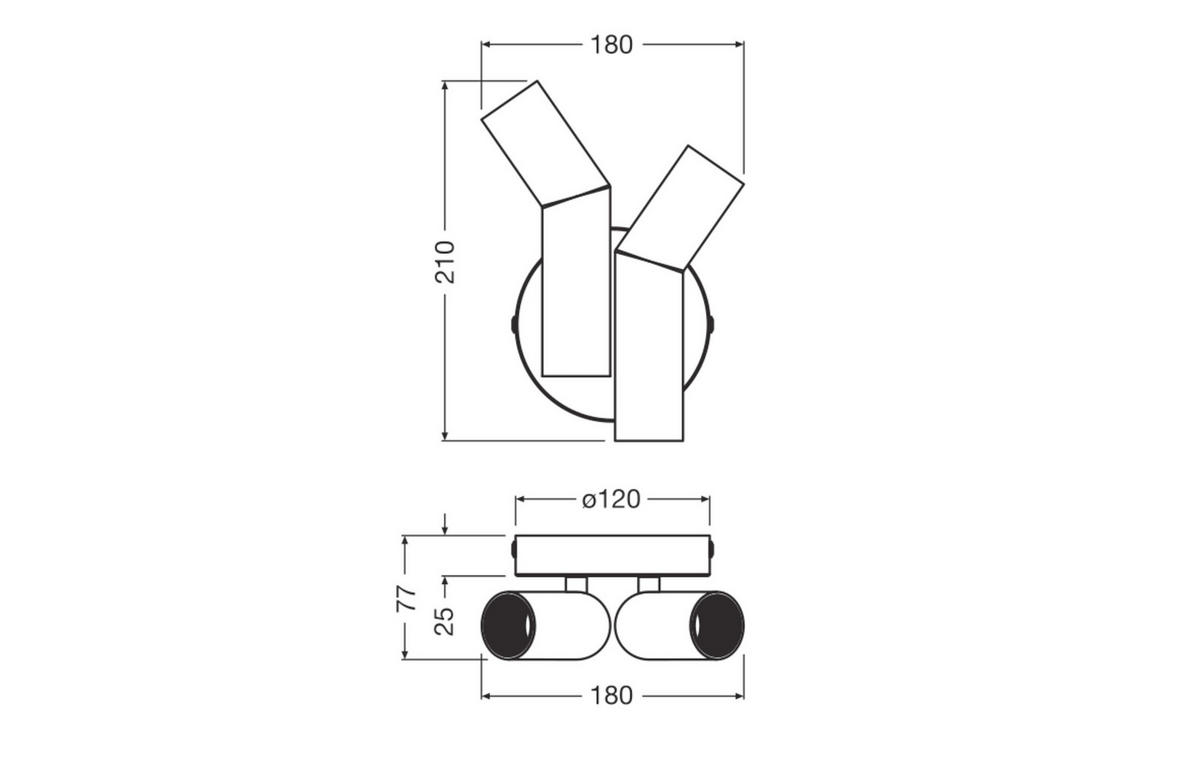 WANDLEUCHTE 18/7.7/21 cm   - Design, Metall (18/7.7/21cm) - Osram