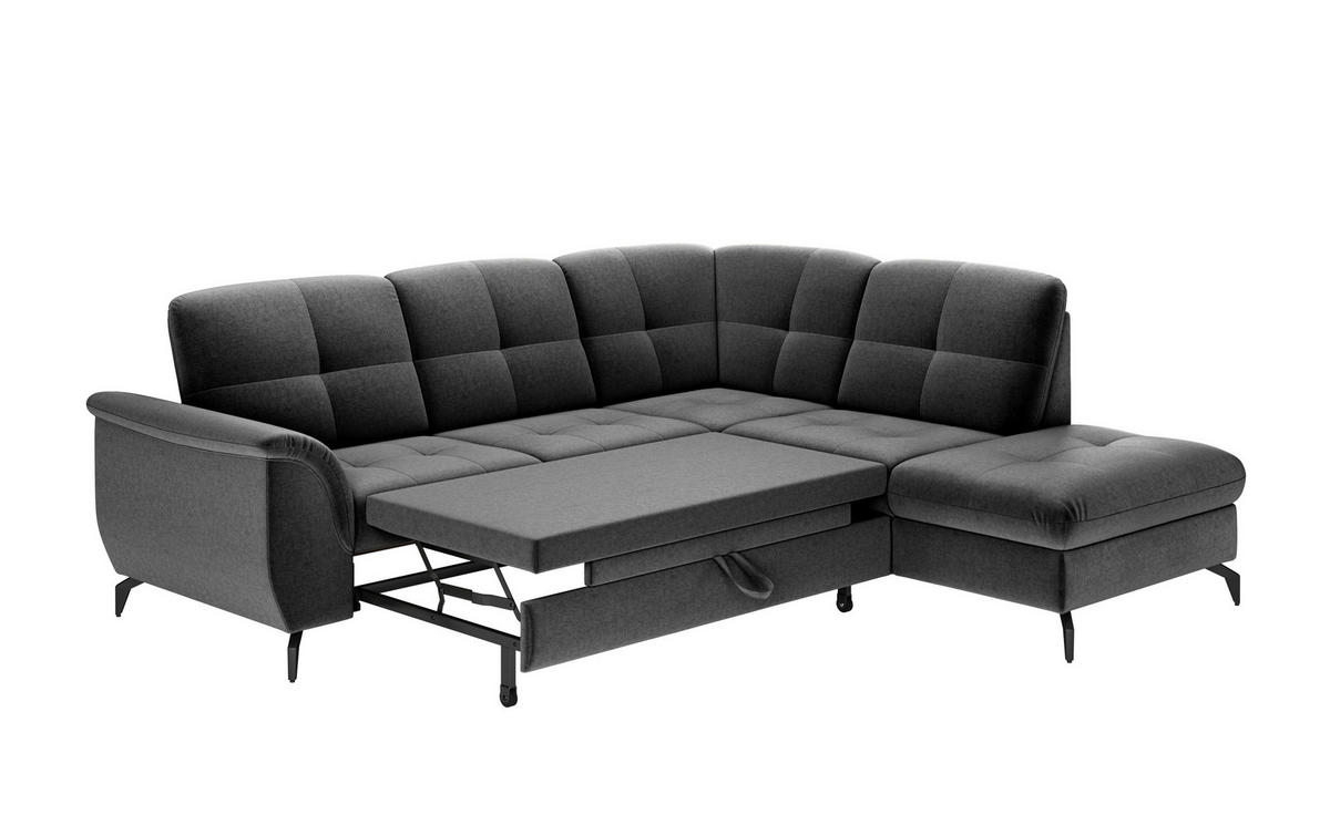 ECKSOFA ZORA E Dunkelgrau Flachgewebe  - Dunkelgrau/Schwarz, MODERN, Textil/Metall (244/212cm) - Sit & More