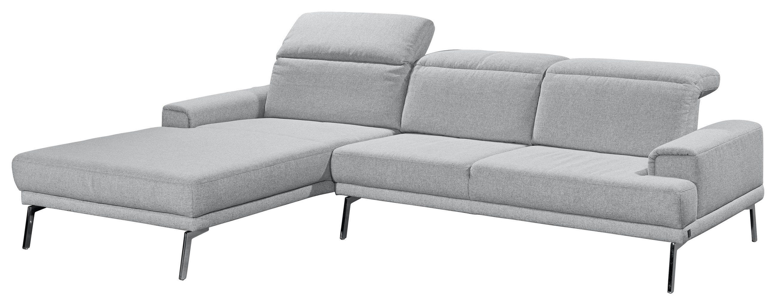 ECKSOFA Grau Flachgewebe - Chromfarben/Grau, Design, Textil/Metall (193-220/288cm) - Musterring