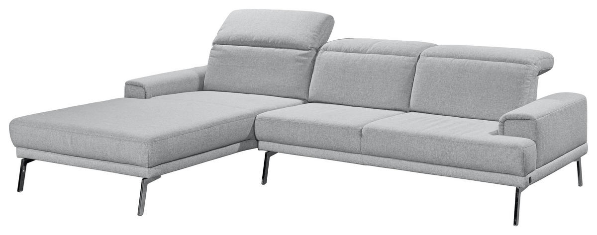 ECKSOFA Grau Flachgewebe  - Chromfarben/Grau, Design, Textil/Metall (193-220/288cm) - Musterring