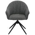 ARMLEHNSTUHL  Sitzfläche 360° drehbar, automatische Rückholfunktion Webstoff  - Dunkelgrün/Schwarz, Design, Textil/Metall (66/83/64cm) - Novel