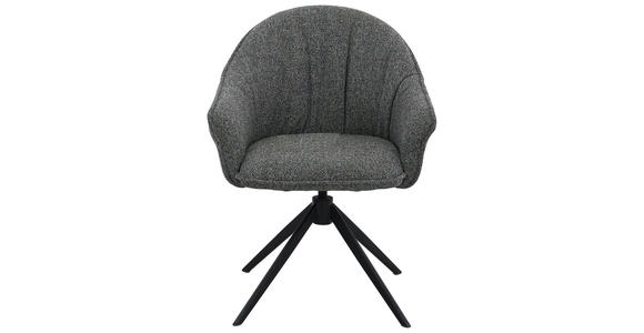 ARMLEHNSTUHL  Sitzfläche 360° drehbar, automatische Rückholfunktion Webstoff  - Dunkelgrün/Schwarz, Design, Textil/Metall (66/83/64cm) - Novel