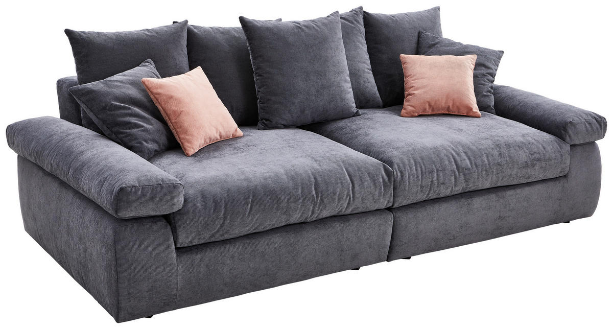 BIGSOFA Feincord Anthrazit, Rosa  - Anthrazit/Schwarz, Design, Kunststoff/Textil (260/90/140cm) - Carryhome