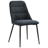 STUHL Leinenoptik Schwarz, Dunkelgrau  - Dunkelgrau/Schwarz, Design, Textil/Metall (46,5/86,5/58cm) - Ti'me