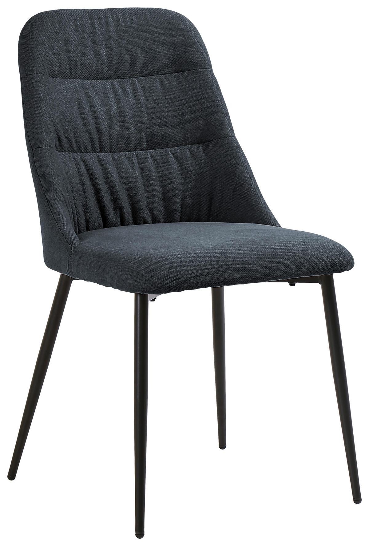 STUHL Leinenoptik Schwarz, Dunkelgrau  - Dunkelgrau/Schwarz, Design, Textil/Metall (46,5/86,5/58cm) - Ti'me