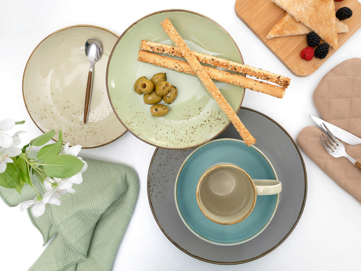 KOMBISERVICE NATURE COLLECTION Nature 16-teilig  - Sandfarben/Blau, Trend, Keramik - Creatable