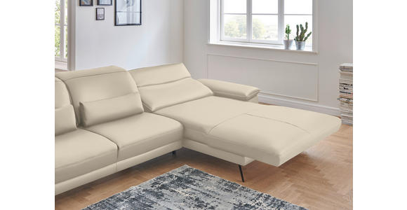 ECKSOFA in Echtleder Creme  - Creme/Schwarz, Design, Leder/Metall (328/193cm) - Dieter Knoll