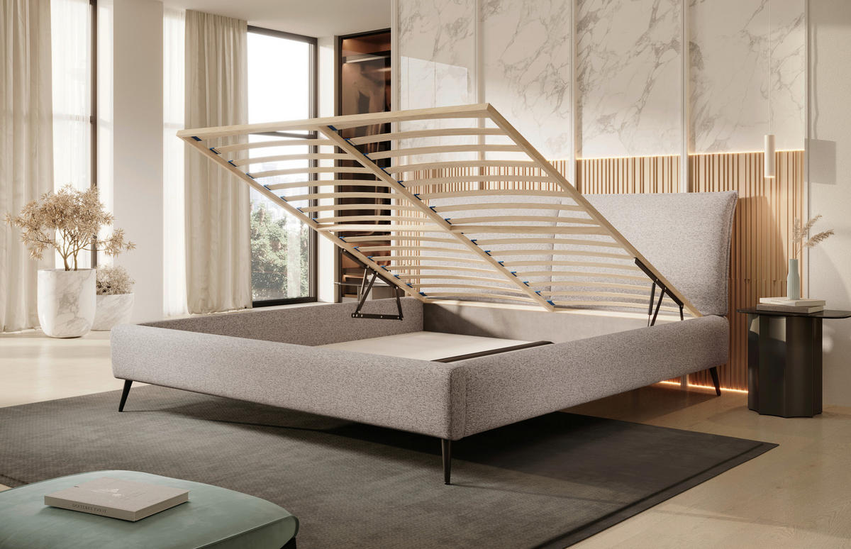 POLSTERBETT 180/200 cm  in Schwarz, Taupe  - Taupe/Schwarz, Design, Holz/Textil (180/200cm) - Esposa