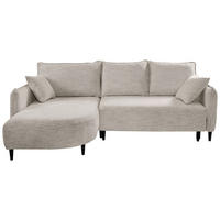 ECKSOFA in Struktur Creme  - Creme/Schwarz, Design, Holz/Textil (165/244cm) - MID.YOU