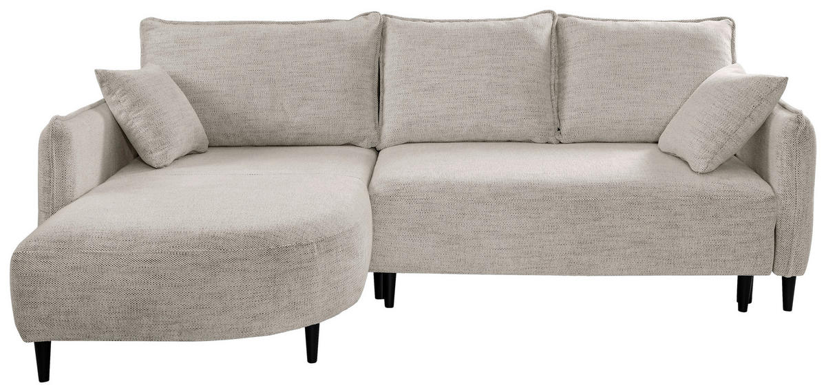 ECKSOFA in Struktur Creme  - Creme/Schwarz, Design, Holz/Textil (165/244cm) - MID.YOU