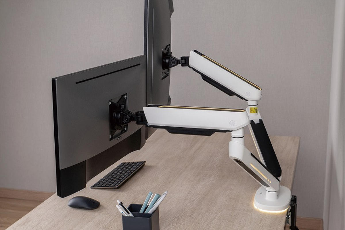MONITOR-HALTERUNG Metall, Kunststoff Weiß  - Weiß, Design, Kunststoff/Metall (105/62,2/15,2cm) - Boxxx