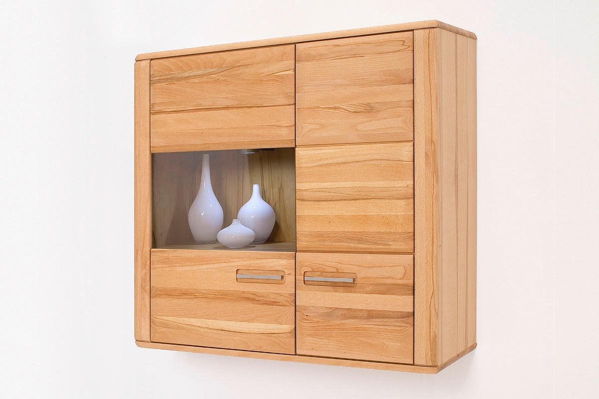 WOHNWAND  in Buchefarben  303/209/51 cm  - Silberfarben/Buchefarben, Design, Glas/Holz (303/209/51cm) - Livetastic