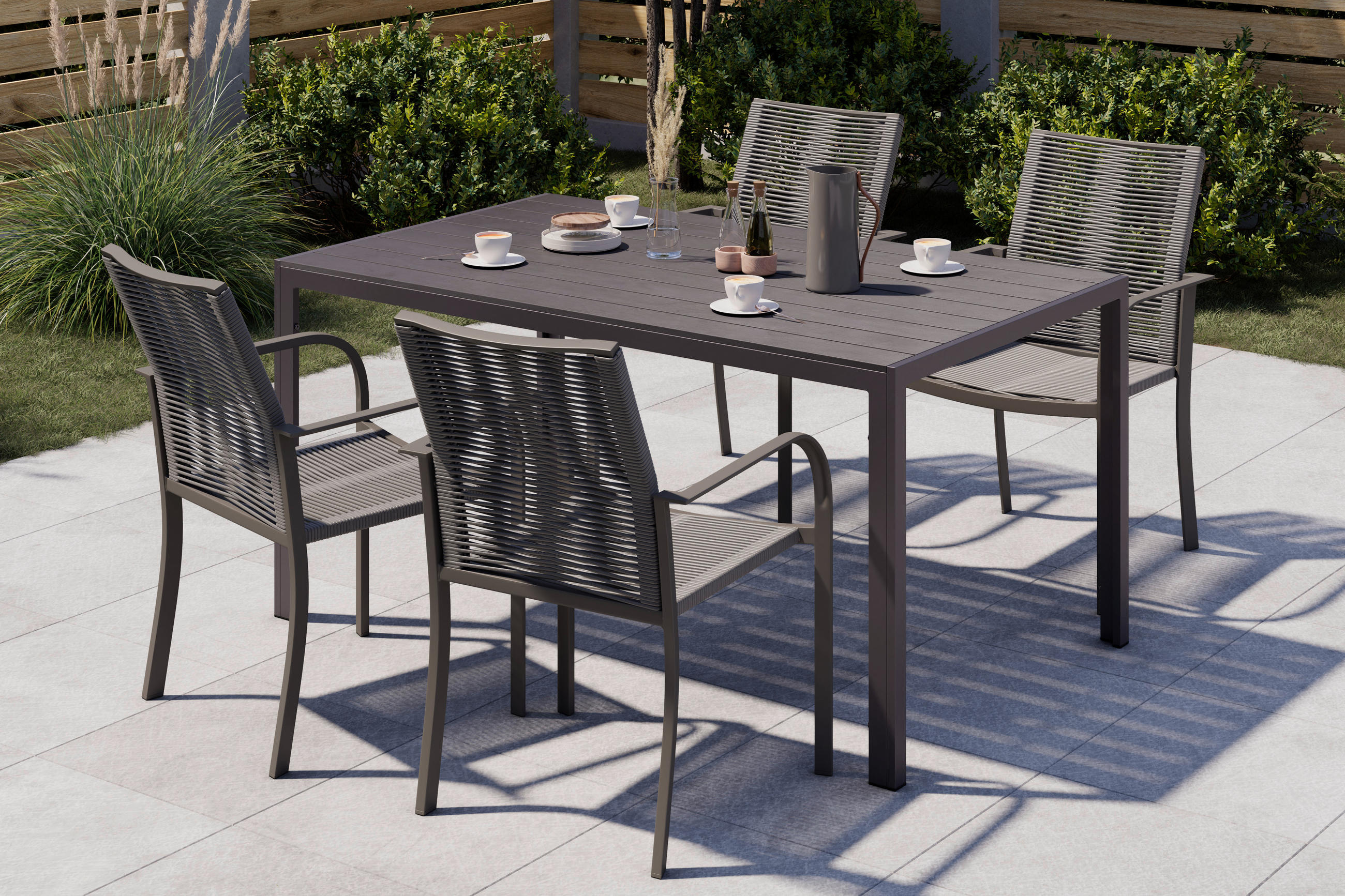 GARTENSTUHL Aluminium Anthrazit, Grau  - Anthrazit/Grau, MODERN, Kunststoff/Metall (56.5/87/65cm) - Ambia Garden