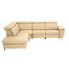 ECKSOFA in Echtleder Beige  - Beige/Alufarben, Design, Leder/Metall (239/271cm) - Cantus