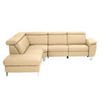 ECKSOFA in Echtleder Beige  - Beige/Alufarben, Design, Leder/Metall (242/271cm) - Cantus