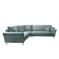 ECKSOFA in Cord Hellblau  - Schwarz/Hellblau, Design, Textil/Metall (256/294cm) - Livetastic