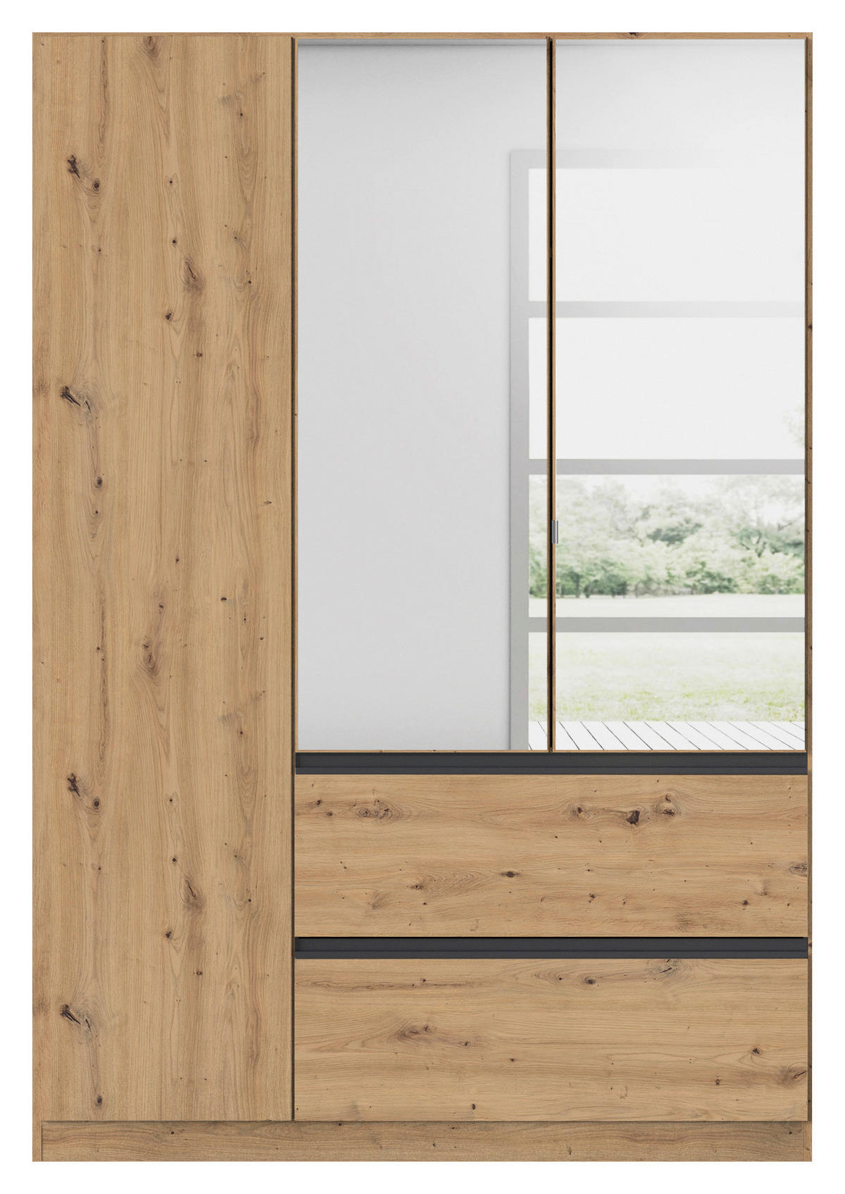 DREHTÜRENSCHRANK in Eiche Artisan  - Eiche Artisan/Grau, Modern, Holzwerkstoff (136/197/54cm) - Rauch Möbel