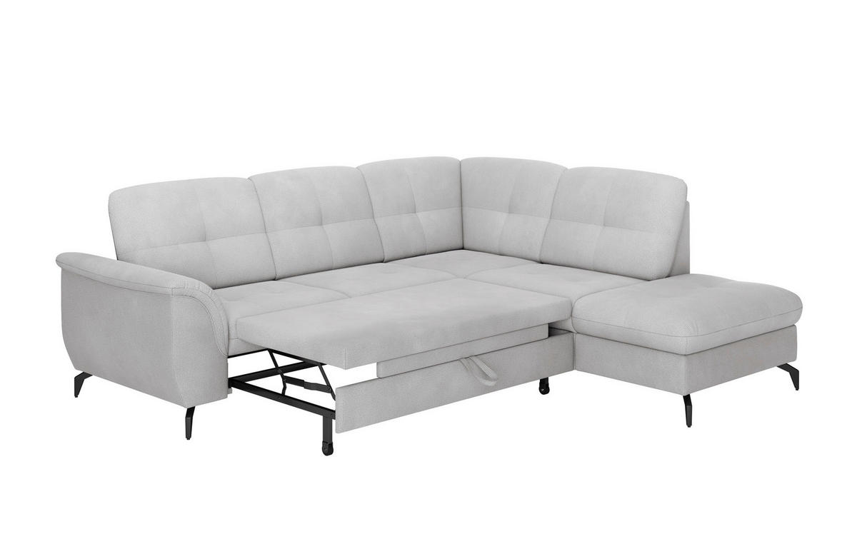 ECKSOFA ZORA E Silberfarben Flachgewebe  - Silberfarben/Schwarz, MODERN, Textil/Metall (244/212cm) - Sit & More