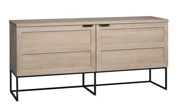 SIDEBOARD 160/76/41 cm  - svart/ekfärgad, Modern, metall/trä (160/76/41cm) - Rowico