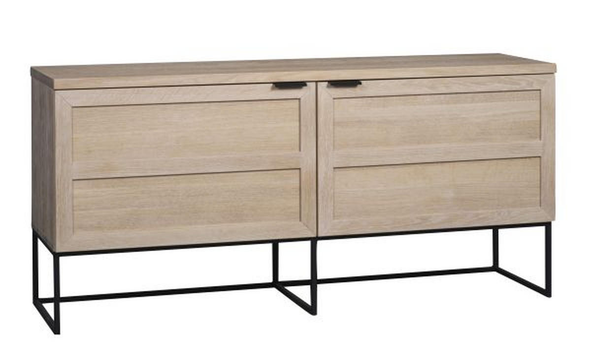 SIDEBOARD 160/76/41 cm  - svart/ekfärgad, Modern, metall/trä (160/76/41cm) - Rowico