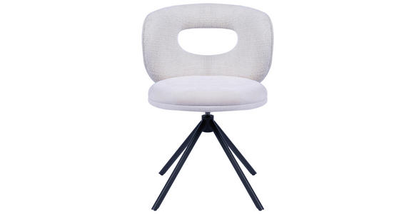 STUHL  Stoffauswahl, Sitzfläche 360° drehbar Webstoff  - Creme/Schwarz, Design, Textil/Metall (58/80/60cm) - Novel