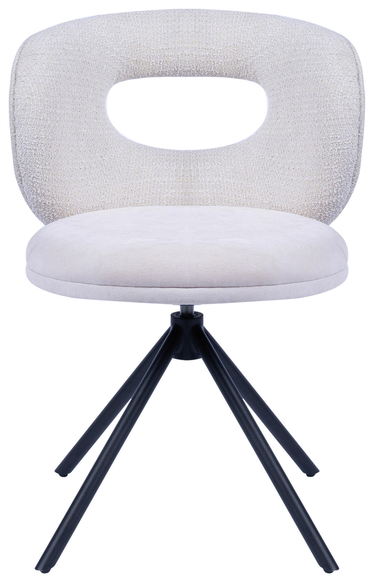 STUHL  Stoffauswahl, Sitzfläche 360° drehbar Webstoff  - Creme/Schwarz, Design, Textil/Metall (58/80/60cm) - Novel