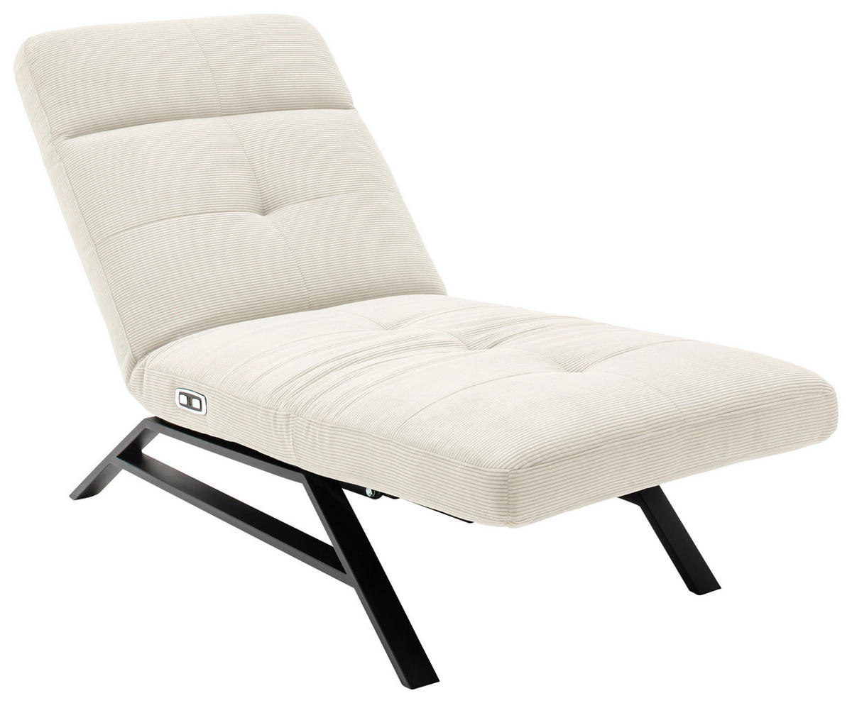 RELAXLIEGE in Cord Weiß  - Schwarz/Weiß, Design, Textil/Metall (80/54-113/158-198cm) - Pure Home Lifestyle