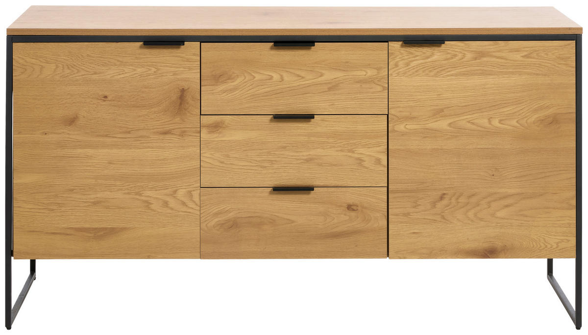 SIDEBOARD Eichefarben  155/80,6/45 cm  - Eichefarben/Schwarz, Design, Holzwerkstoff/Metall (155/80,6/45cm) - Lomoco