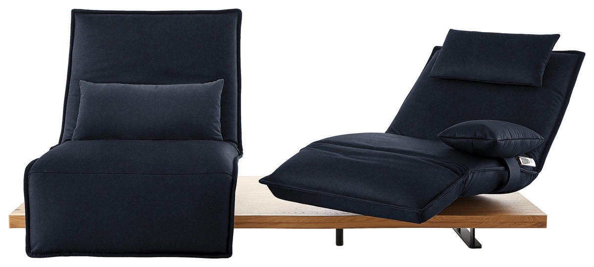 2-SITZER-SOFA Echtleder Dunkelblau  - Eichefarben/Schwarz, Natur, Leder/Holz (240/63/115cm) - Koinor