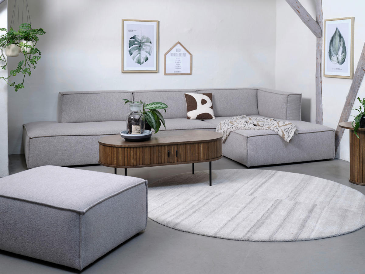 COUCHTISCH furniert 120/60/45 cm oval Eichefarben  - Eichefarben/Schwarz, Trend, Holzwerkstoff/Metall (120/60/45cm) - home24