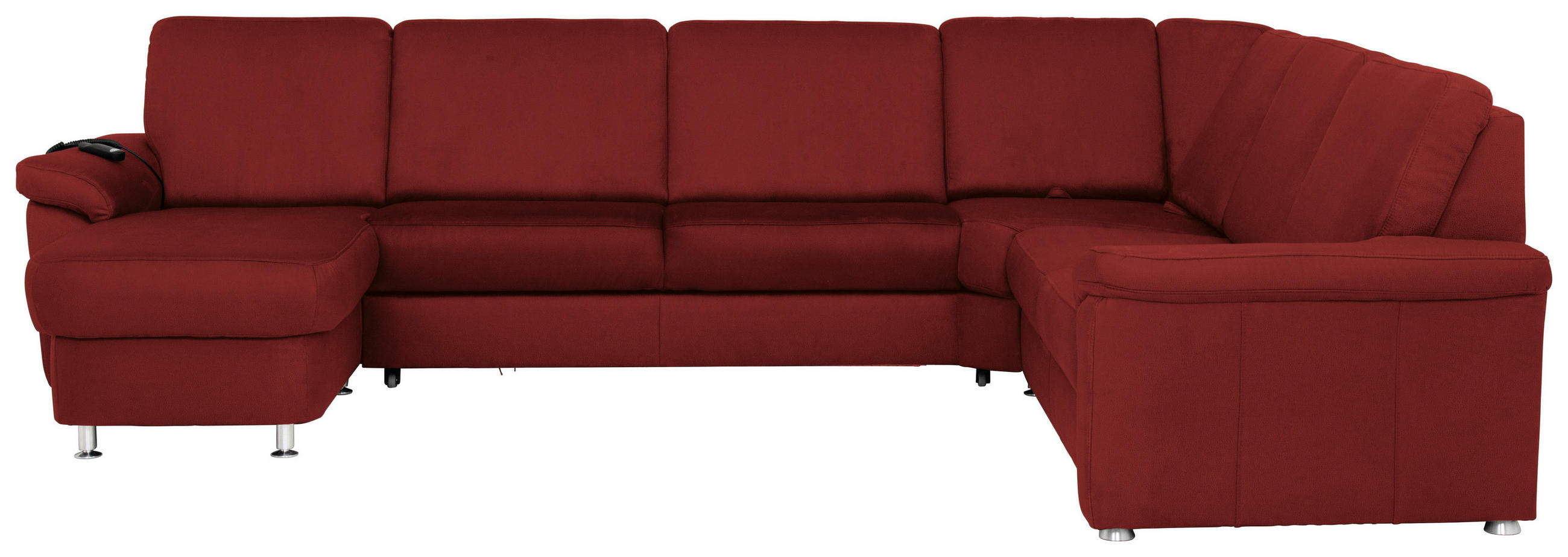 WOHNLANDSCHAFT Rot Flachgewebe - Chromfarben/Rot, KONVENTIONELL, Textil/Metall (163/330/240cm) - Beldomo System
