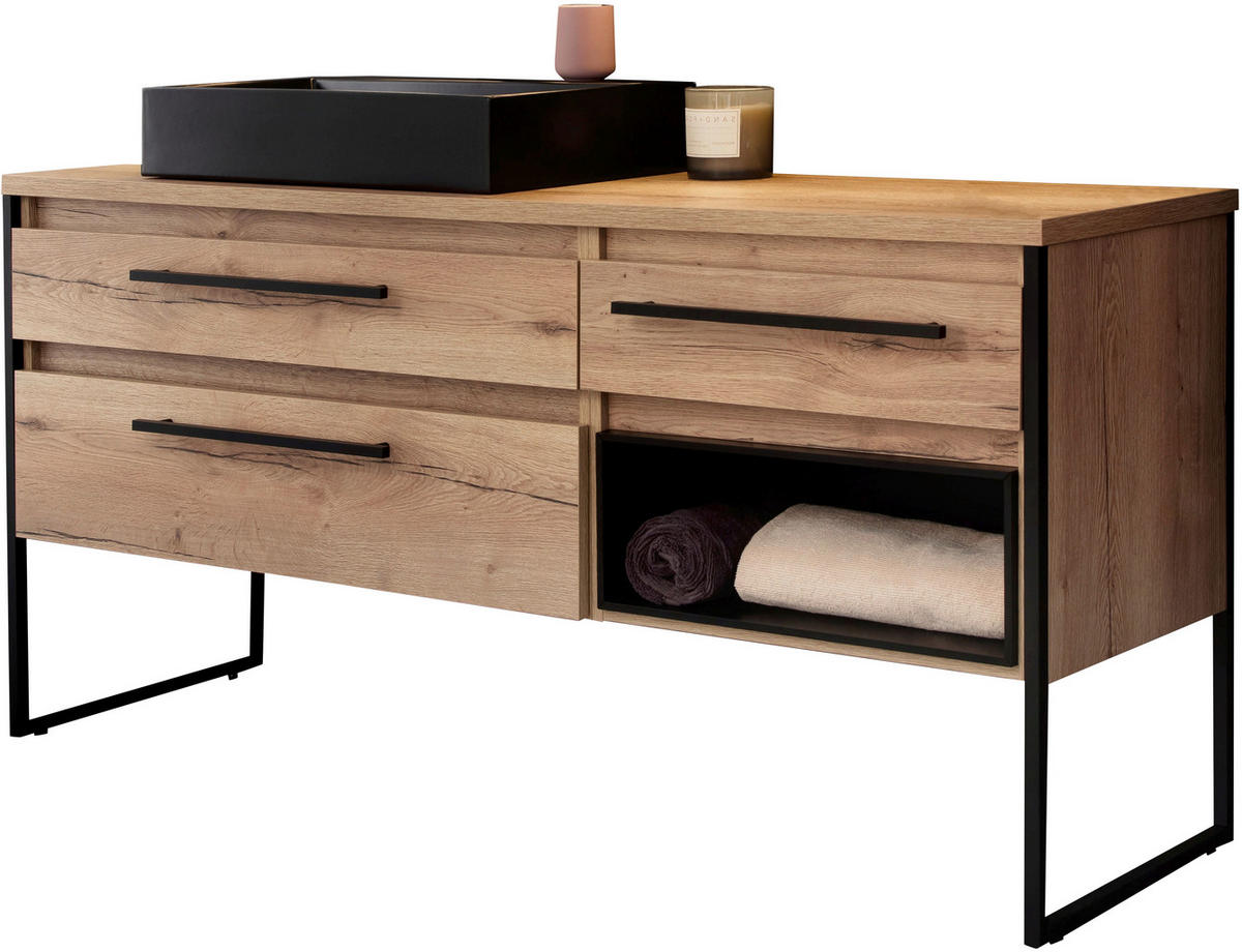 WASCHTISCHKOMBI 164,6 cm  - Eichefarben/Schwarz, Design, Keramik/Holzwerkstoff (164,6cm) - Schöner Wohnen